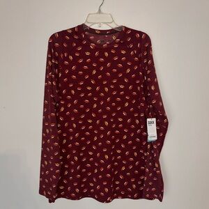 SAXX Maroon Long Sleeve Tee with Red Hot Diggity Dog Print
